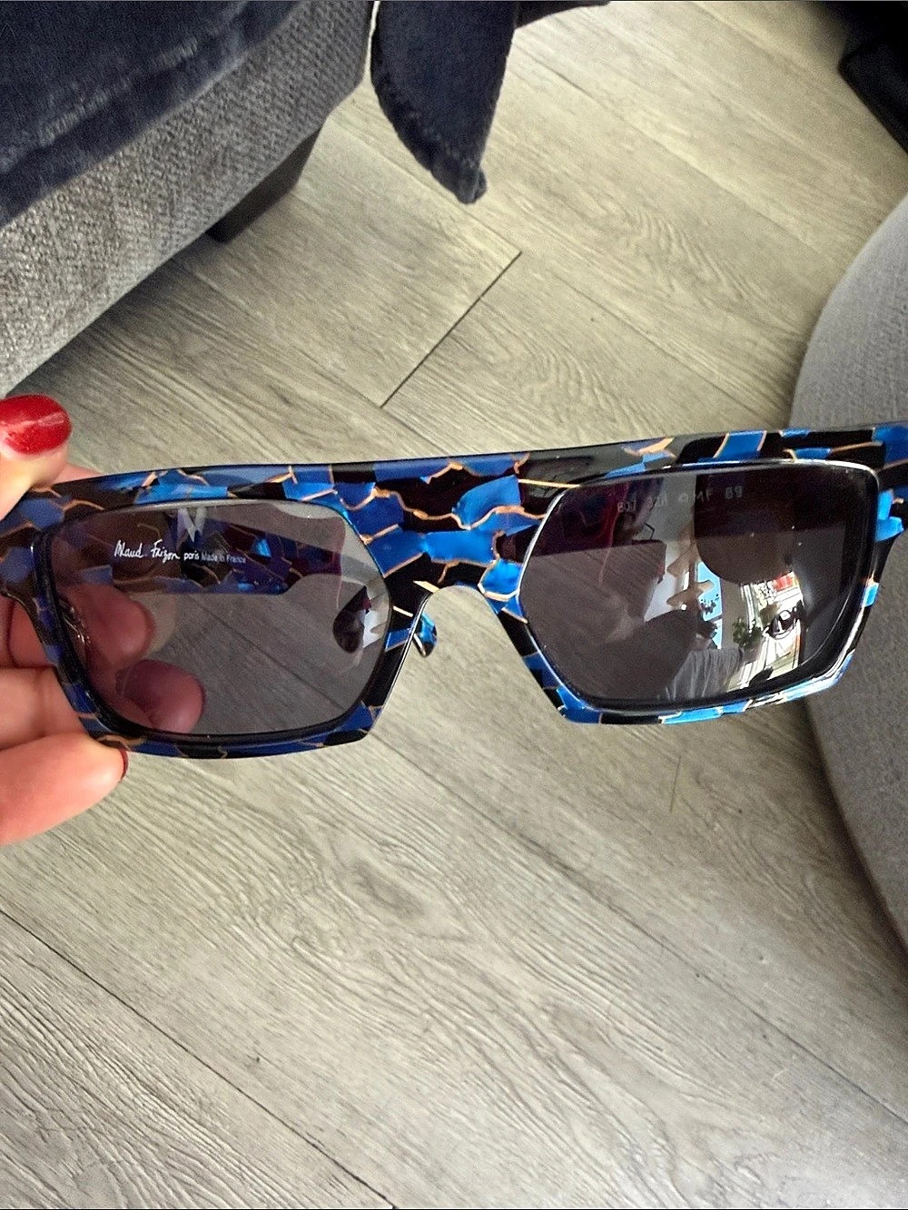 Maud Frizon Abstract Blue & Black Sunglasses